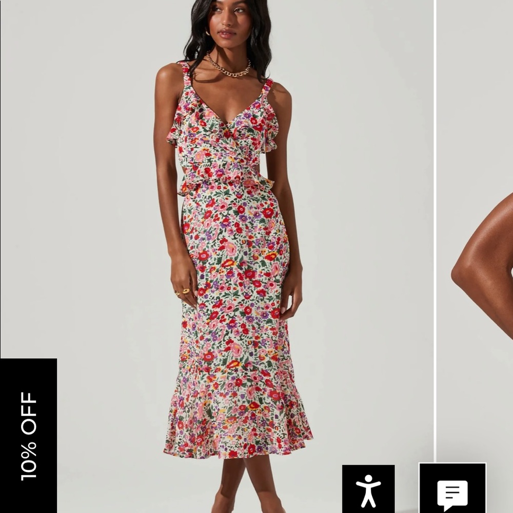 Astr the label WILDFLOWER RUFFLE CUTOUT MIDI DRESS